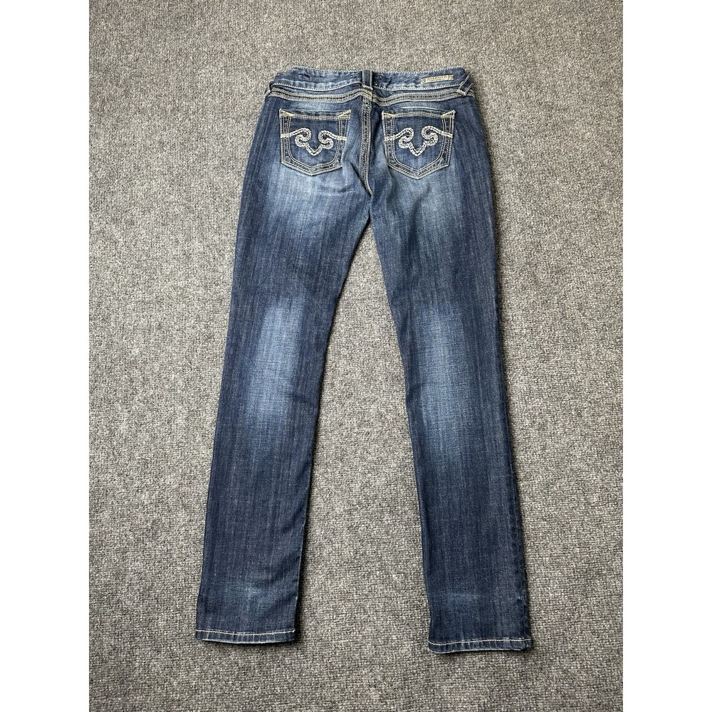 Womens Jeans ReRock for Express Blue Skinny Embroidered Pocket, Size US 8